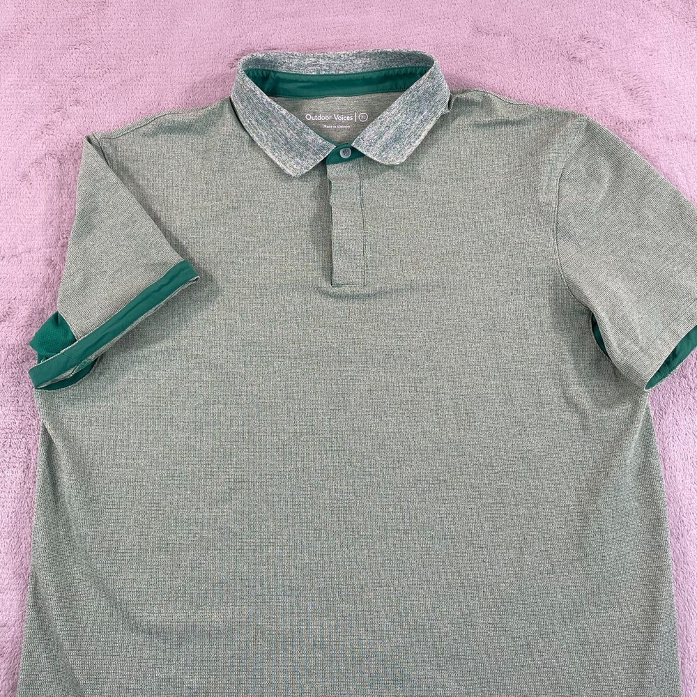 Outdoor Voices Polo Shirt Men XL Green Vented Knit Performance Golf Preppy